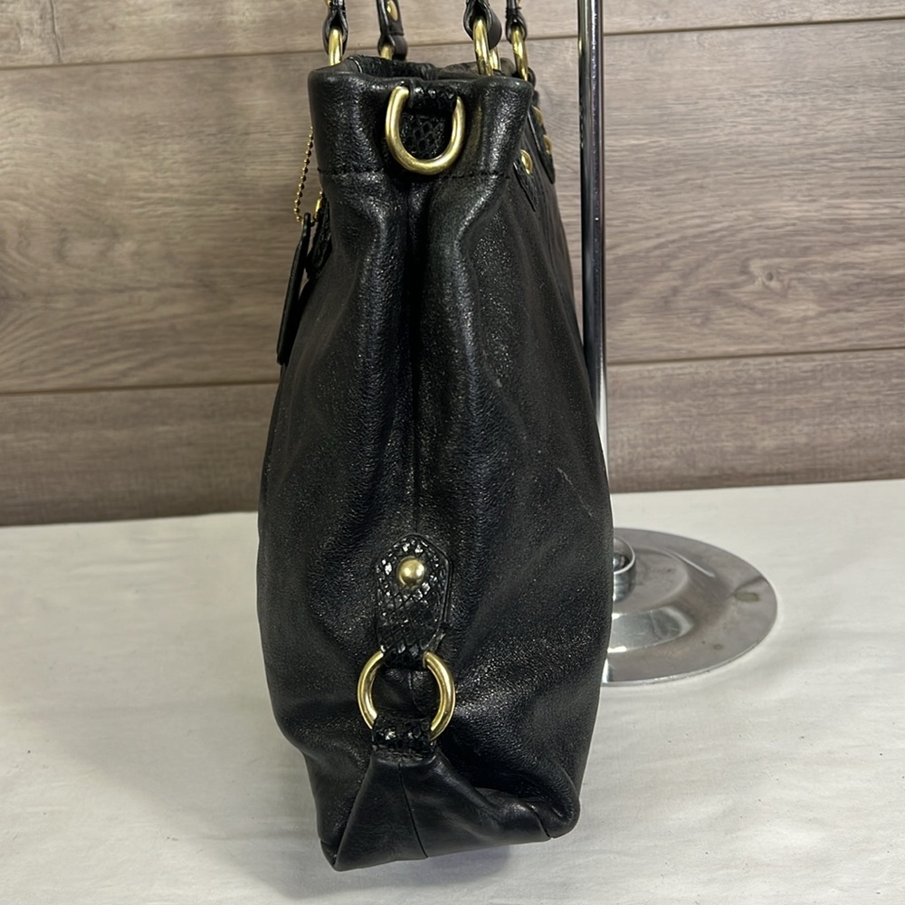 Coach Black Leather Satchel with Gold Hardware - Picture 5 of 13